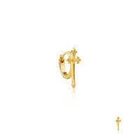 ake ake Prophets Calibur Huggie Earring - Gold 24 K  ต่างหูเงินแท้ 925 แบบห่วงกริ๊กฮักกี้ ทำมือแกะลายดาบยุคกลางแห่งการทำนาย ขัดเงาชุบทองคำแท้ 24 กะรัต  **