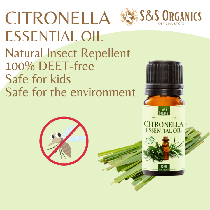 S&S Organic 100 Pure Citronella oil 10ml Anti Dengue / Mosquito and