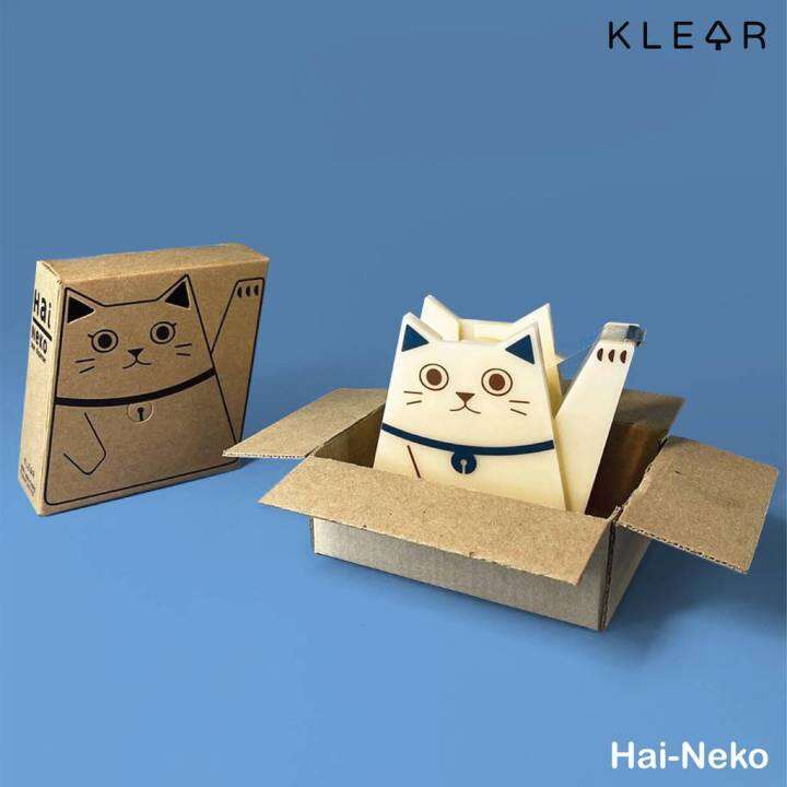 klearobject-hai-neko-tape-dispenser-แท่นใส่สก๊อตเทป-แกน-1-นิ้ว-แท่นตัดเทปใส-แท่นตัดสก๊อตเทป-วางทับกระดาษ-รูปแมว-แท่นตัดเทป-แท่นตัดสก๊อตเทป-ที่ตัดเทป