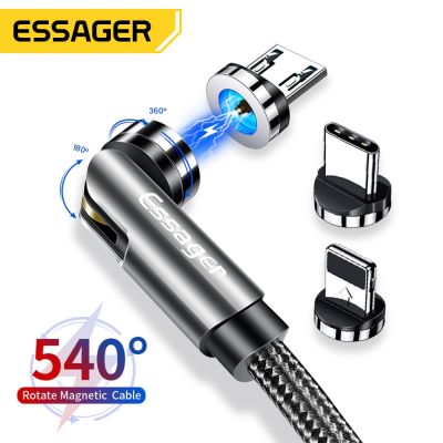 Essager 540 Rotate Magnetic Cable Micro USB Type C Cable For iPhone14 Android Fast Charging Magnet Charger Phone Cable Wire Cord Wall Chargers