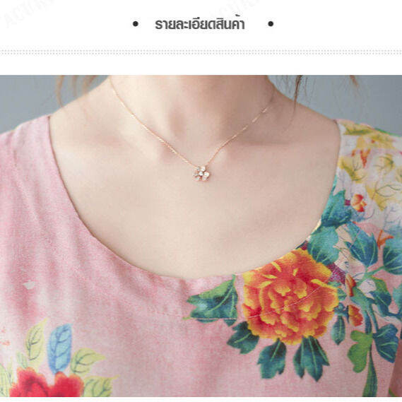 acurve-ชุดเดรสผ้าคอตตอนลินินทรงหลวม-พิมพ์ลายสไตล์วินเทจ