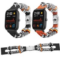 สายรัดนาฬิกาหนังย้อนยุค20มม. สำหรับ Huami Amazfit GTS Art สายนาฬิกาข้อมือสำหรับสร้อยข้อมือ Garmin Venu ใหม่ DIY มือ