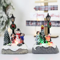 Christmas Village Characters Accessories Figurines Decoration Scene Light Animated Street Lamp Statue Decorative Indoor Displays