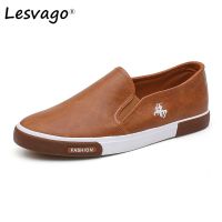 Lesvago รองเท้าลำลองหนังแท้สำหรับผู้ชาย,รองเท้าโลฟเฟอร์ส้นเตี้ยหรูหราสวมใส่สบายรองเท้าผ้าใบรองเท้าสวมแบบขี้เกียจสำหรับผู้ชายสำหรับขับรถปี