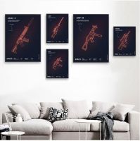 Magenta Light Gun Silhouette Game Room Living Room Art Mural - HD Quality Home Decor Art Posters ภาพวาดผ้าใบ M560