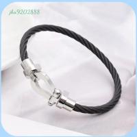 JHA9202888 เหล็กไร้สนิม สร้อยข้อมือเกือกม้า สายเคเบิลปม ถักแบบถัก กำไลข้อมือข้อเท้า ง่ายๆ ห่วงโซ่ลวด ตะขอแม่เหล็กติดแน่น สำหรับผู้หญิง