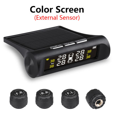 TPMS Car Tire Pressure Monitor System Automatic Brightness Control Attached to Glass wireless Solar Power tpms with 4 Sensors