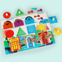 Puzzles Montessori Wooden Lock Color Matching Toys Hand Grab Boards Toys Jigsaw Baby Early Educational Puzzles For Kids Gift