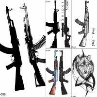 FANRUI Sexy Gun AK47 AK Temporary Tattoos Men Arm BATTLEGROUNDS PUBG Art Weapon Tattoos Stickers Women Fake Waterproof Tatoos Stickers