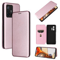 Xiaomi 11T/11T Pro/Mi 11/Mi 11 Pro/Mi 11 Lite/Mi 11 Ultra Case, RUILEAN Carbon Fiber Magnetic Closure with Card Slot Flip Case