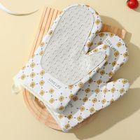 Cotton Insulated Oven Gloves Baking Tools Silicone Non-Slip Kitchen Two Finger Oven Gloves Barbecue Microwave Mitts