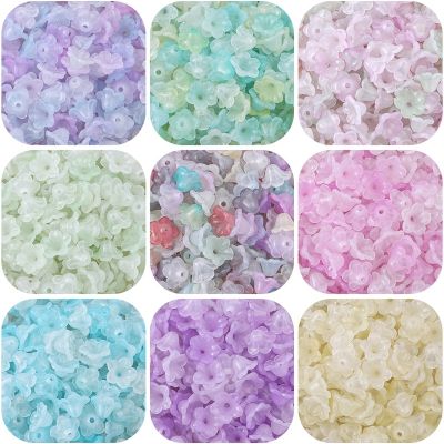 100Pcs Transparent Acrylic Gradual Change Two-Color Flower Beads Spacer Necklace DIY Jewelry Accssories