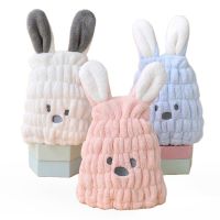 Coral Fleece Dry Hair Cap Cute Cartoon Rabbit No Buckle Strong Elastic Absorbent Fast Drying Towel Household For Kids Children Towels