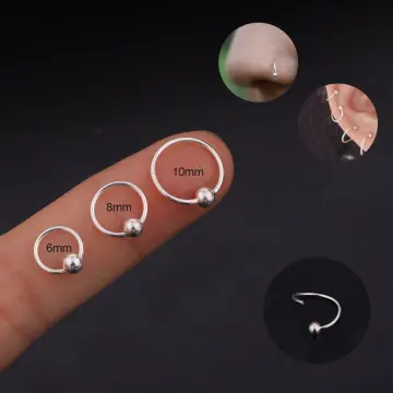 Amazon.com: Thin Nose Rings Hoops for Women/Men,Tiny Small Silver Nose Rings  20g for Nose Piercings (1pc - 20 gauge - 7mm,925 Sterling Silver) :  Handmade Products