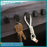 ZHANTONG 10ชิ้นที่เก็บตะขอห้อยสิ่งของในรถสำหรับสาย USB พวงกุญแจมีกาวในตัวที่แขวนแบบติดผนังคลิปยึดรถแผงหน้าปัดรถยนต์ตะขอขนาดเล็ก