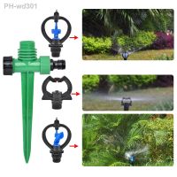 Garden Irrigation Double Outlet Nozzle 360 Degrees Rotary Jet Sprinklers 1/2 3/4 Thread Plastic Spike Inserting Ground