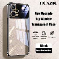 ROAZIC กรอบสีดำโปร่งใส Electroplated สำหรับ Xiaomi 13 11T Redmi Note 12 12 12S 12C 11 Lite 10 10A 10C Pro + Max POCO X5 M5s M3 X3 Pro NFC 4G 5G เคสใส่โทรศัพท์มุมมองขนาดใหญ่การป้องกันกระเป๋าใส่กล้อง c01-1กรอบแบบนิ่มป้องกันการตก