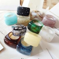 【CC】✴✇  1PC Fashion Colorful Transparent Irregular Marble Pattern Resin Design Personality Accessaries