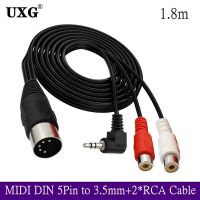 MIDI DIN 5P 5PIN Male To 2 RCA Female 3.5mm 90 Degree Right Angle 3.5mm RCA Male Audio Cable 1.8M 6FT