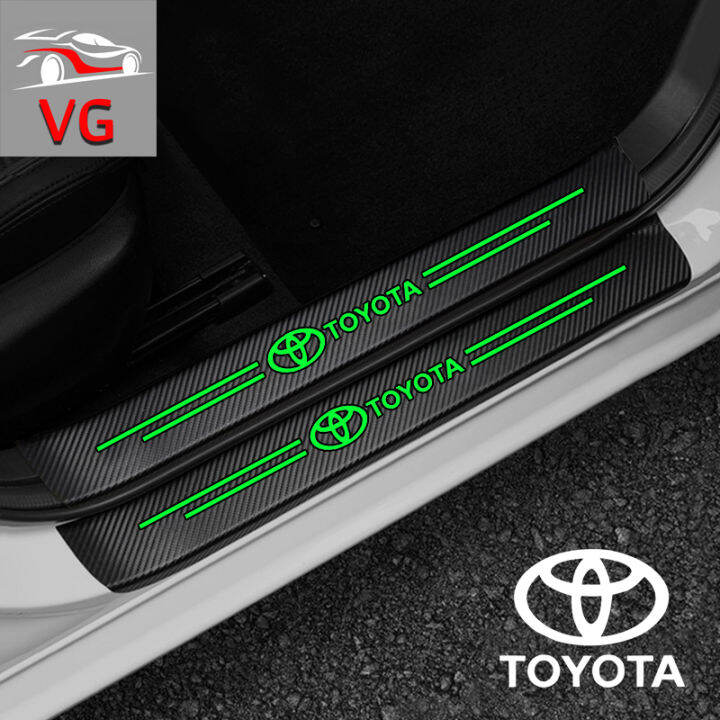 Car Carbon Fiber Luminous Door Sill Strips Fit Toyota Camry Corolla Hilux Vios Yaris