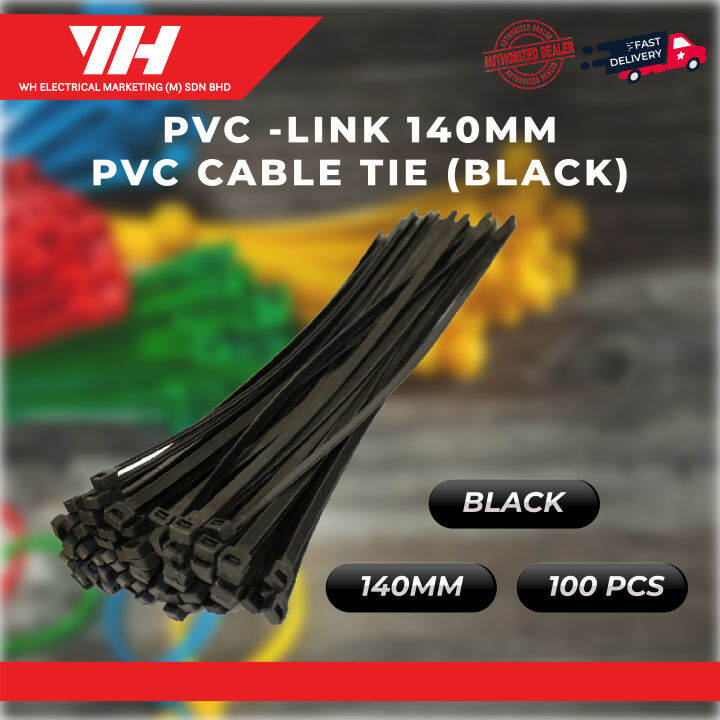 PVC LINK 140MM PVC CABLE TIE (BLACK) 100 pcs Lazada