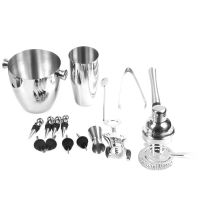 Bartender Kit, 17 Pieces Cocktail Bar Set Stainless Steel Shaker Set includes 24oz Martini Cocktail Shaker, 50oz Ice Bucket, Double Size Jiggers and other Essential Bar Mix Tools