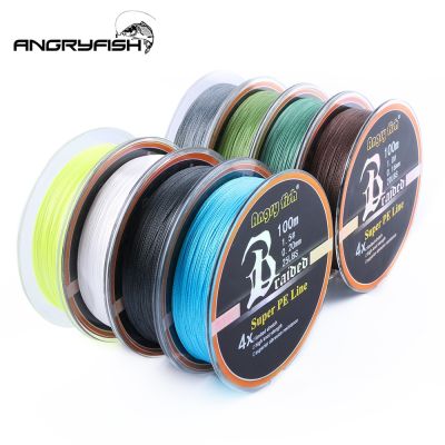 （A Decent035）Angryfish Wholesale 100m 4 Strands Braided Fishing Line 11 Colors Super PE Strong Strength Fish