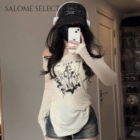 SALOME SELECT เสื้อครอป เสื้อยืด ชุดเซ็ทผู้หญิง เสื้อยืดคอกลม เสื้อยืด ผญสวย ๆ เวอร์ชั่นเกาหลี ผ้าคอตตอน ใส่สบาย เรียบง่าย 2023NEW WTX2390AFH 36Z230909