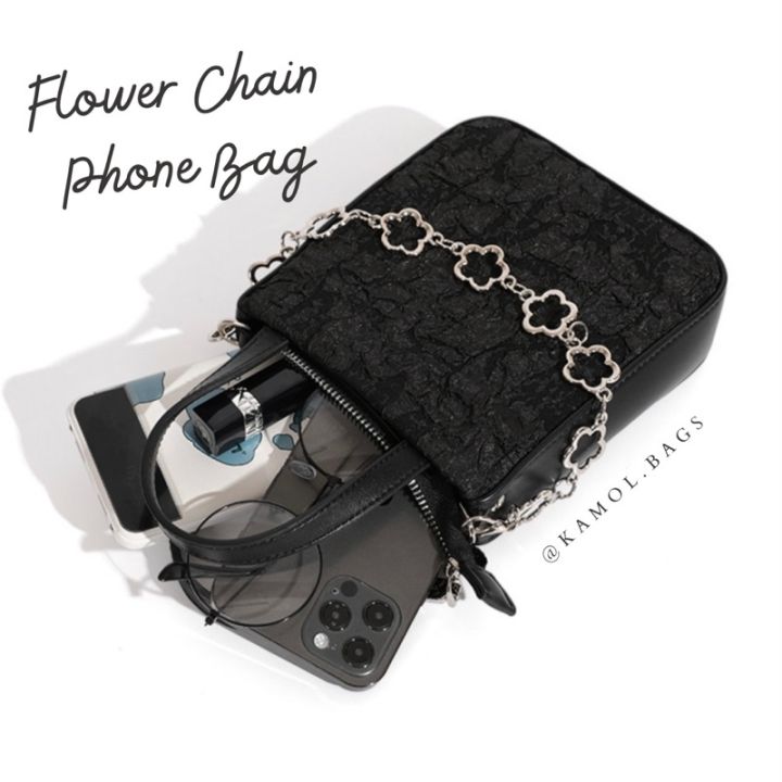 flower-chain-phone-bag-กระเป๋าใส่โทรศัพท์มือถือ-รุ่นนี้สามารถใส่มือถือได้ทุกรุ่นแน่นอน