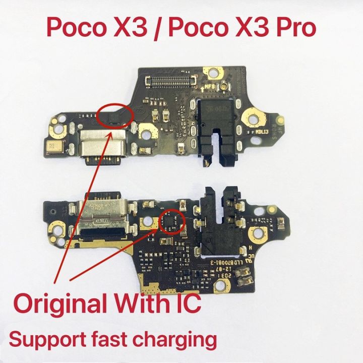 USB ดั้งเดิมแท่นชาร์จเชื่อมต่อชาร์จพอร์ตบอร์ดไมโครโฟน Flex เหมาะสำหรับ Xiaomi POCO X3 NFC ทุกรุ่น Poco X3 Pro