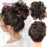 HUAYA Messy Curly Short Synthetic Hair Extension Chignon Donut Bun Wig Claw Clip In Hairpiece for