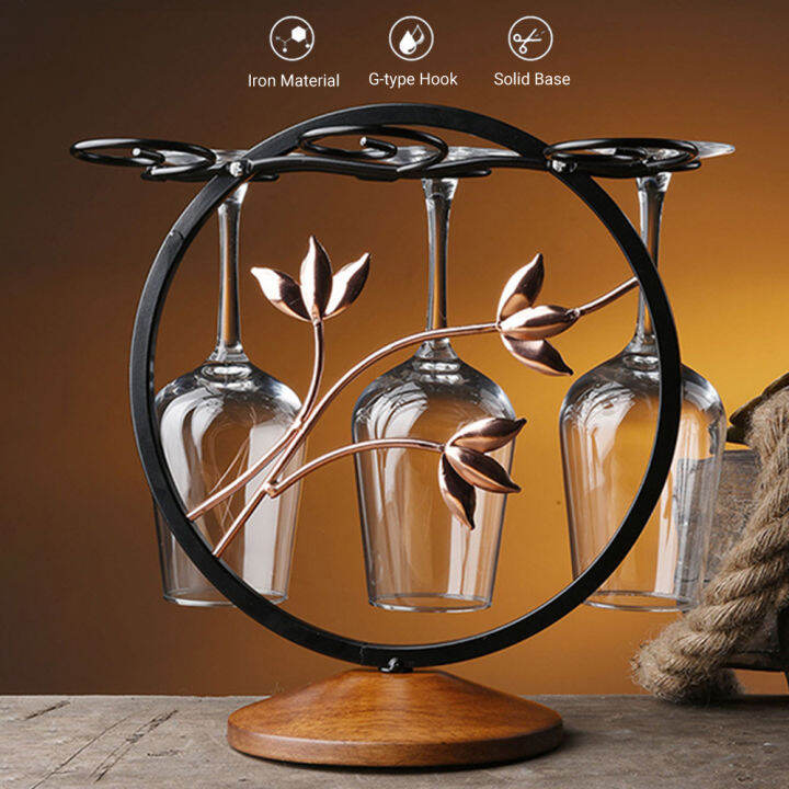 Vintage Bronze Red Wine Glass Rack 6 Wine Glasses Stemware Storage