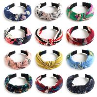 【YF】 Printed Scrunchies Turban Top knotted Elastic Hairband Hair Accessories for Girls No Slip Stay Head band Band Women 048