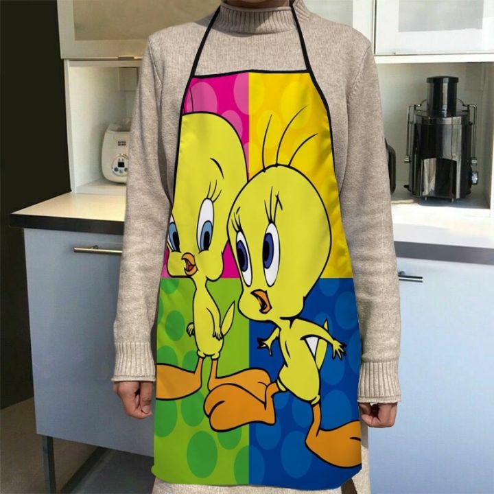 custom-t-weety-bird-kitchen-apron-dinner-party-cooking-apron-adult-baking-accessories-waterproof-fabric-printed-cleaning-tools
