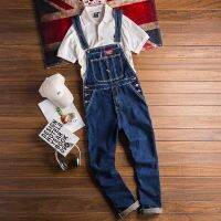 Jeans Men 2023 New Modis Korean version of Tooling Jumpsuits Mens one-piece Bib Blue Denim trousers more size S-XXL