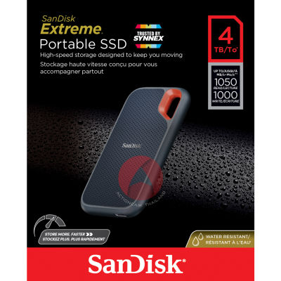 [ผ่อน 0%] SanDisk Extreme Portable SSD 4TB ผ่อนนานสูงสุด 10 เดือน (SDSSDE61-4T00-G25) แซนดิส เมมโมรี่ ฮาร์ตดิสภายนอก เอสเอสดี ความเร็วการอ่าน Read 1050mb/s ประกัน 5 ปี โดย Synnex