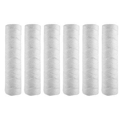 10 Micrometre String Wound Sediment Water Filter Cartridge,6 Pack,Whole House Sediment Filtration,Universal