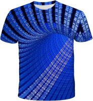 NA Mens 3D Digital ABswirl Printed Round Collar Short Sleeve T-Shirt