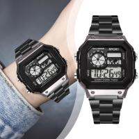 Jam Tangan Elektronik กันน้ำสแตนเลสอัลลอยด์สแควร์นาฬิกาข้อมือนักเรียนนาฬิกากีฬา Unisex M2T1