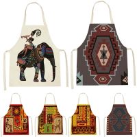 68*55 Cm African Style Dancing Print Pattern Printed Kitchen Women Baking Waist Bib Home Cooking Short Sleeveless And  Resistant