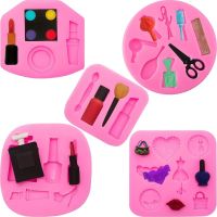 Makeup Tools Silicone Mold Lipstick Perfume Makeup Scissors Hair Tools Shape Cake Chocolate Clay Jewelry Resin Mold Bread  Cake Cookie Accessories