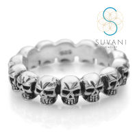 Suvani Jewelry - เงินแท้ 92.5% แหวนหัวกะโหลกหลายหัว แนววินเทจ เครื่องประดับ แหวนเงินแท้ ไซส์ 6 - 8