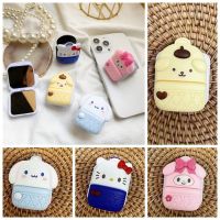 HENGI Kitty กระจกแต่งหน้าเดสก์ท็อป,เคสมือถือกระจก Cinnamoroll มีกาวขาตั้งพับได้ขาตั้งกระจกตั้งโต๊ะอุปกรณ์ตกแต่งโทรศัพท์ค้ำโทรศัพท์พับเก็บได้