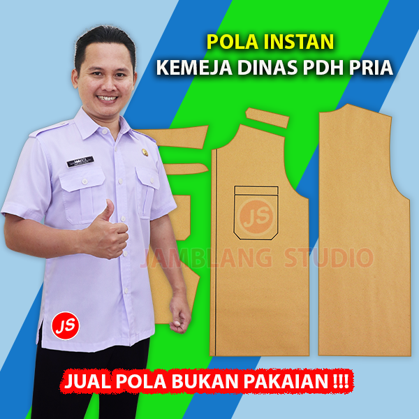 Pola Instan Kemeja Dinas PDH Pria [ Pola Baju Jamblang Studio ...