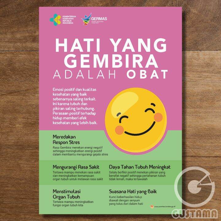 Poster Hati Yang Gembira Adalah Obat, Poster Promosi Kesehatan A3 ...