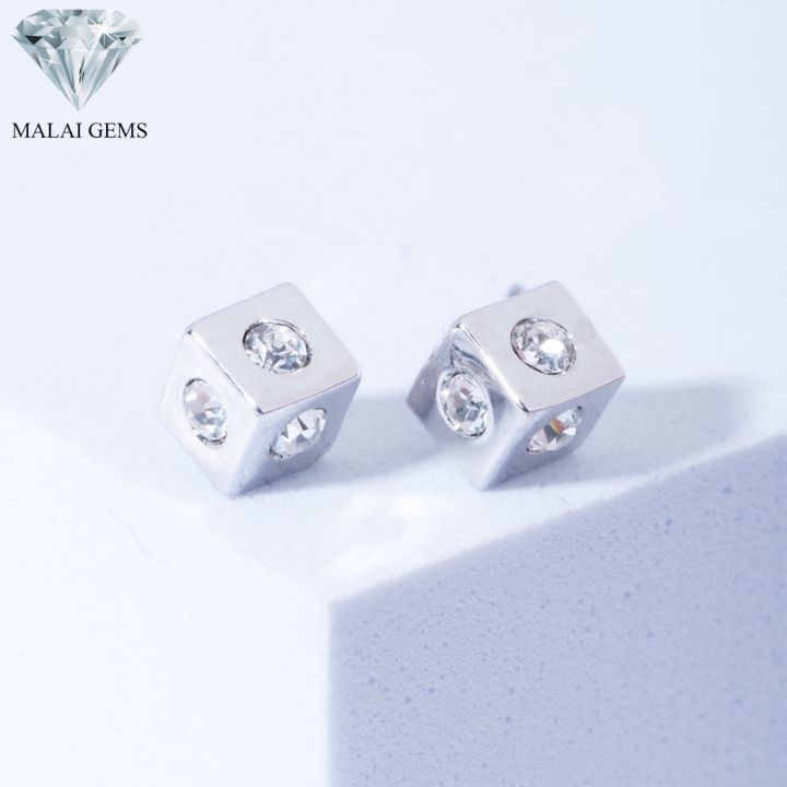 malai-gems-ต่างหูเพชร-เงินแท้-silver-925-เพชรสวิส-cz-เคลือบทองคำขาว-รุ่น-11009216-แถมกล่อง-ต่างหูcz-ต่างหูเงินแท้