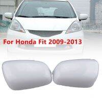 2 Buah Cangkang Penutup Spion Mobil Belang สำหรับฮอนด้าฟิต/แจ๊ส2009-2013 Penutup Pelindung Spion Sisi Putih