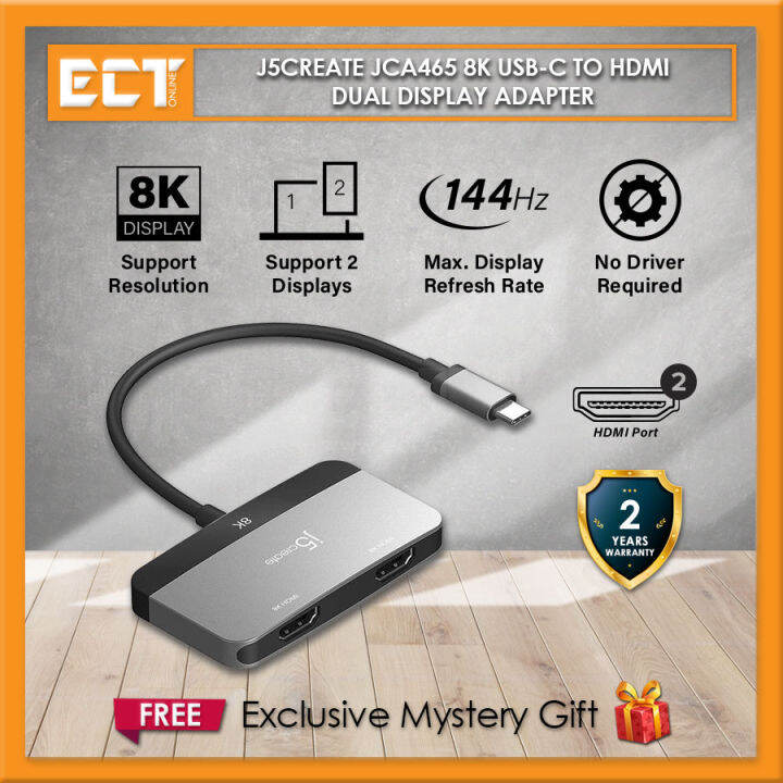 J5create Jca465 Usb Type C To Hdmi Dual Display Adapter 8k Windows Mac Os Chrome Os 2028