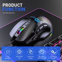 มาโคร12000DPI Mouse Gaming RGB 9กุญแจตั้งโปรแกรมได้เมาส์เล่นเกมส์แสง RGB สูงสุด6ระดับสำหรับแล็ปท็อป Pc Mac PUBG