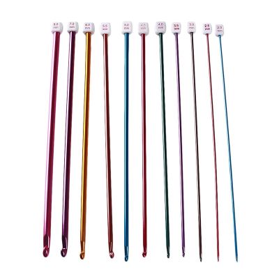 【CW】 11Pcs/Set Colorful Iron Crochet Hooks Tunisian Afghan Knitting Needles Accessories